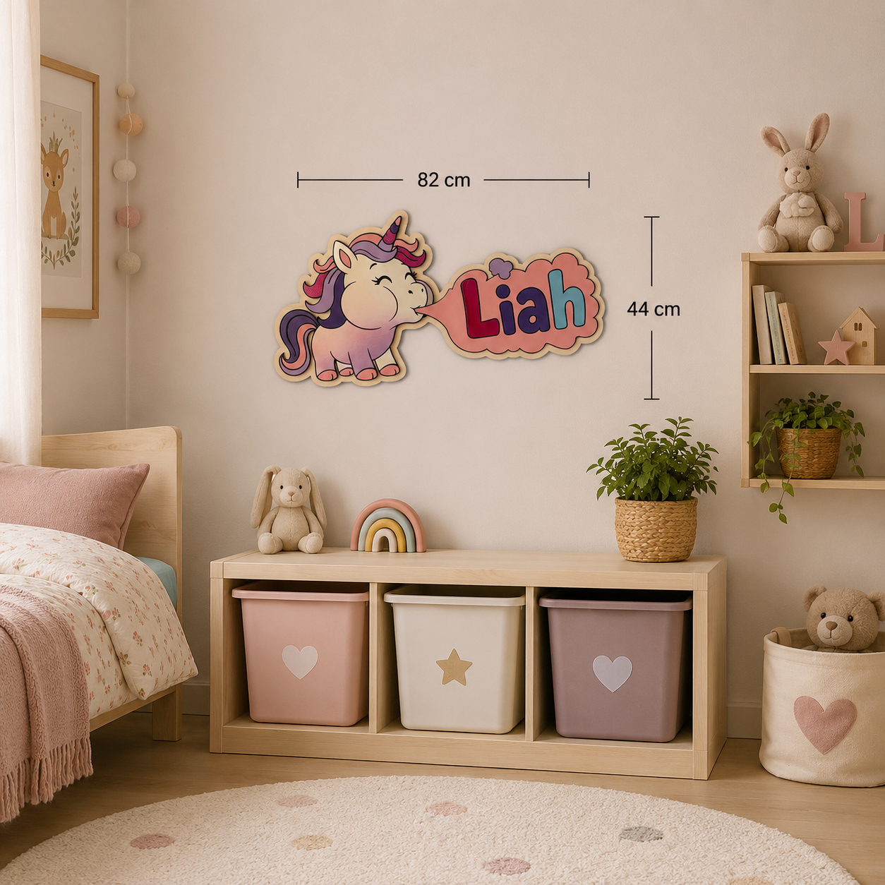 Personalisierte Einhorn Wanddeko aus Holz | Namensschild fürs Kinderzimmer