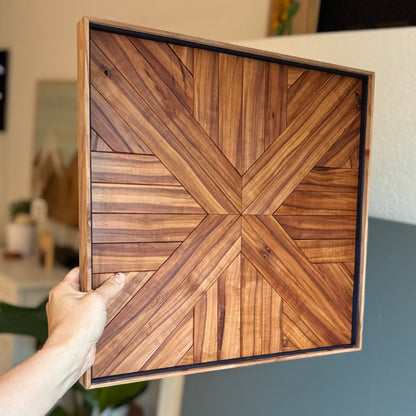Mini-Mosaik aus Apfelholz, doppelt gerahmt, ca. 41x41cm