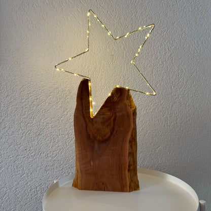 Weihnachtsstern mit LED-Mini-Leuchten, Massivholzsockel, Höhe ca 60cm