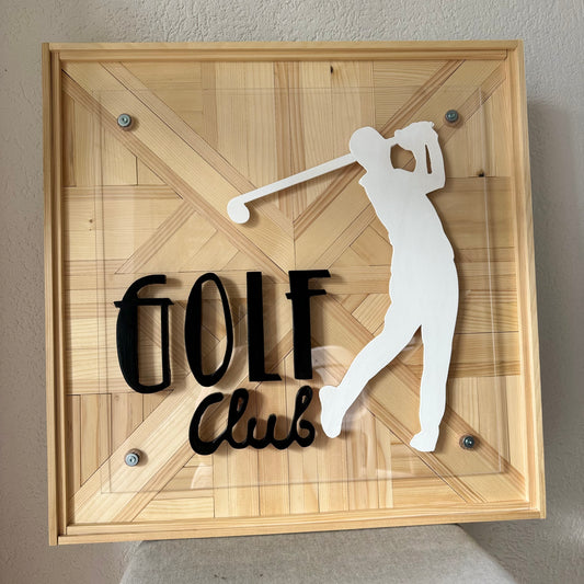 Holzmosaik „Golf Club“, 60x60cm