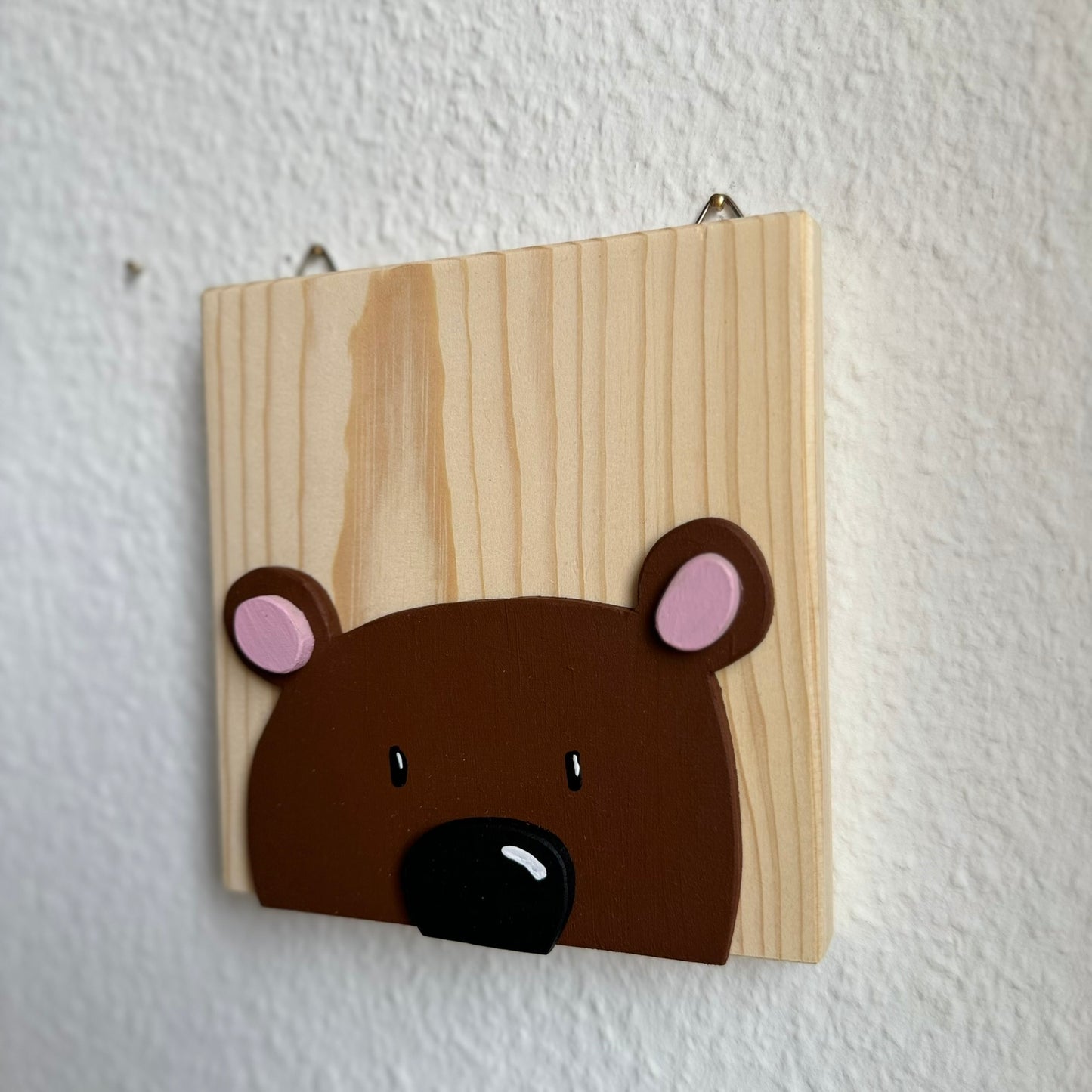 Holzbild mit 3D Effekt, 14x14cm, Bär Brumm