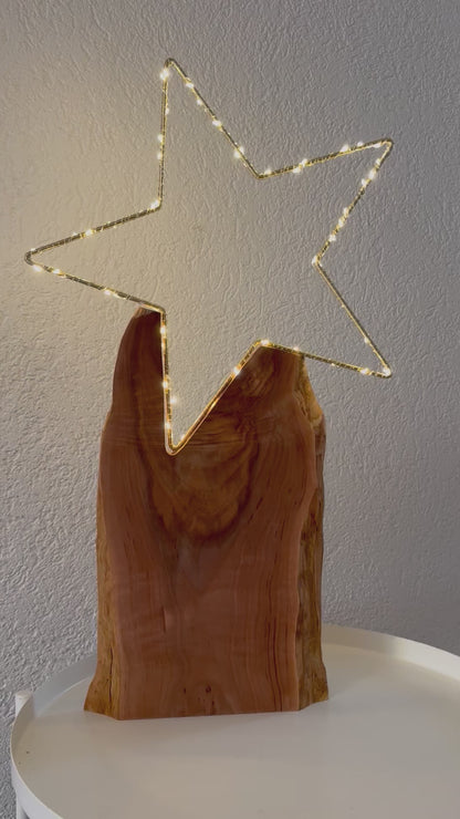 Weihnachtsstern mit LED-Mini-Leuchten, Massivholzsockel, Höhe ca 60cm